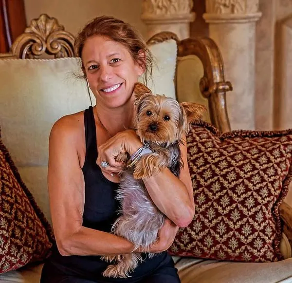 Kane Handel at home with her dog