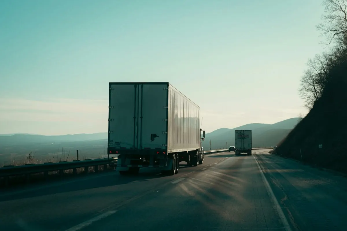 A semi-truck on a highway